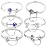 925 Silver Women Bracelet Charm Butterfly Heart Lock Pendant DIY Jewelry