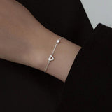 925 Silver Zircon CZ Heart Charm Bracelet Women Party Fine Jewelry