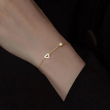 925 Silver Zircon CZ Heart Charm Bracelet Women Party Fine Jewelry