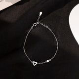 925 Silver Zircon CZ Heart Charm Bracelet Women Party Fine Jewelry