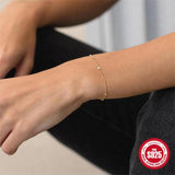 925 Silver Bracelet Zircon Beaded Bangle Adjustable Charm Bracelet Girl Party