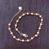 14K Rose Chain Beads Bracelet for Women Charm Jewelry