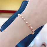 14K Rose Chain Beads Bracelet for Women Charm Jewelry