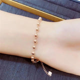 14K Rose Chain Beads Bracelet for Women Charm Jewelry