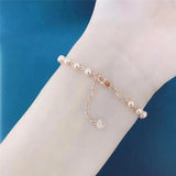 14K Rose Chain Beads Bracelet for Women Charm Jewelry