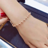 14K Rose Chain Beads Bracelet for Women Charm Jewelry