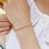 14K Rose Chain Beads Bracelet for Women Charm Jewelry