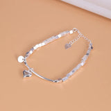 925 Silver Heart Geometric Square Bracelet Asymmetric Punk Style