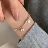 925 Silver Heart Geometric Square Bracelet Asymmetric Punk Style