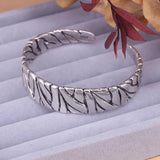 925 Silver Bracelet Punk Wide Irregular Geometric Bangle for Woman Man