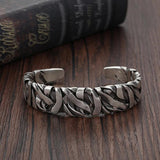 925 Silver Bracelet Punk Wide Irregular Geometric Bangle for Woman Man