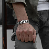925 Silver Bracelet Punk Wide Irregular Geometric Bangle for Woman Man
