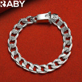 925 Stamp Silver Bracelet 10mm Sideways Chain Jewelry