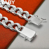 925 Stamp Silver Bracelet 10mm Sideways Chain Jewelry