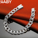 925 Stamp Silver Bracelet 10mm Sideways Chain Jewelry