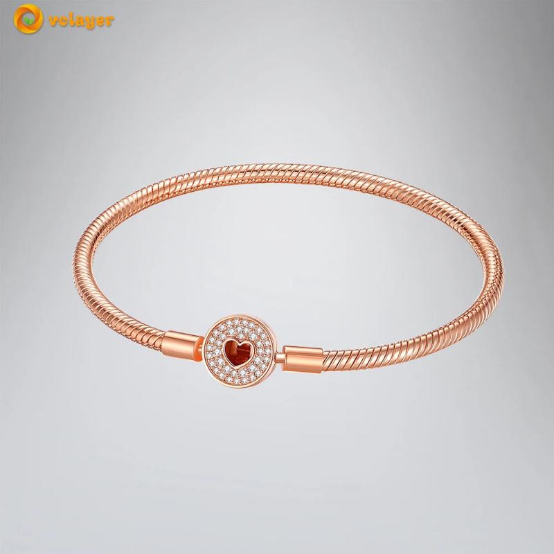 925 Sterling Silver Rose Pav Bracelet