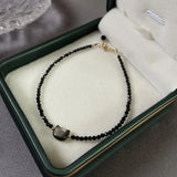14k Plated Crystal Beaded Bracelet with Cat Charm YBR1009