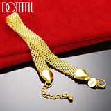 24K 10mm Weave Bracelet Chain For Wedding Party Jewelry