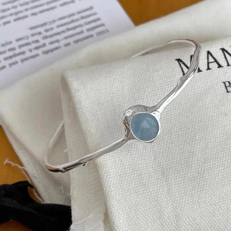 925 Silver Thick Hiphop Chain Bracelet Vintage Stone Hasp Birthday Gift