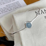 925 Silver Thick Hiphop Chain Bracelet Vintage Stone Hasp Birthday Gift