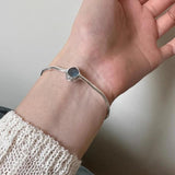 925 Silver Thick Hiphop Chain Bracelet Vintage Stone Hasp Birthday Gift