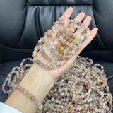 8mm Natural Violet Shetai Cui Silk Jade Beaded Strand Bangle Bracelet