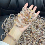 8mm Natural Violet Shetai Cui Silk Jade Beaded Strand Bangle Bracelet