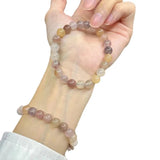 8mm Natural Violet Shetai Cui Silk Jade Beaded Strand Bangle Bracelet