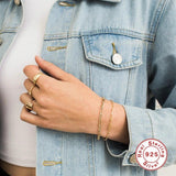 925 Silver Bracelet Classic Chain Paper Clip Women Jewelry Gift