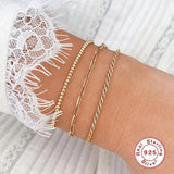 925 Silver Bracelet Classic Chain Paper Clip Women Jewelry Gift