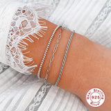 925 Silver Bracelet Classic Chain Paper Clip Women Jewelry Gift