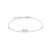 925 Silver Monogram Letter A Charm Bracelet Wedding Crystal