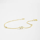 925 Silver Monogram Letter A Charm Bracelet Wedding Crystal