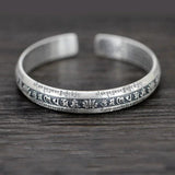 925 Silver Carved Prajnaparamita Heart Sutra Lotus Bracelet