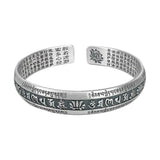 925 Silver Carved Prajnaparamita Heart Sutra Lotus Bracelet