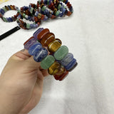 Natural 7 Stone Bead 8x14mm Bracelet Energy Field Jewelry