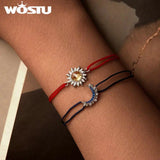925 Silver Sun Moon Couples Bracelet Daily Party Dating Gift Fine Jewelry
