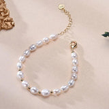 Freshwater Pearl Bracelet Multicolored Golden Beads S925 Silver Chain