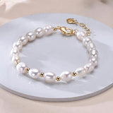 Freshwater Pearl Bracelet Multicolored Golden Beads S925 Silver Chain