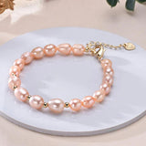 Freshwater Pearl Bracelet Multicolored Golden Beads S925 Silver Chain