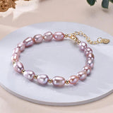 Freshwater Pearl Bracelet Multicolored Golden Beads S925 Silver Chain