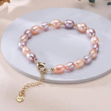 Freshwater Pearl Bracelet Multicolored Golden Beads S925 Silver Chain