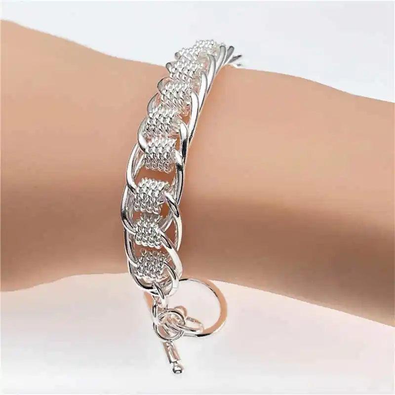 925 Silver Mesh Bracelet for Women Engagement Wedding