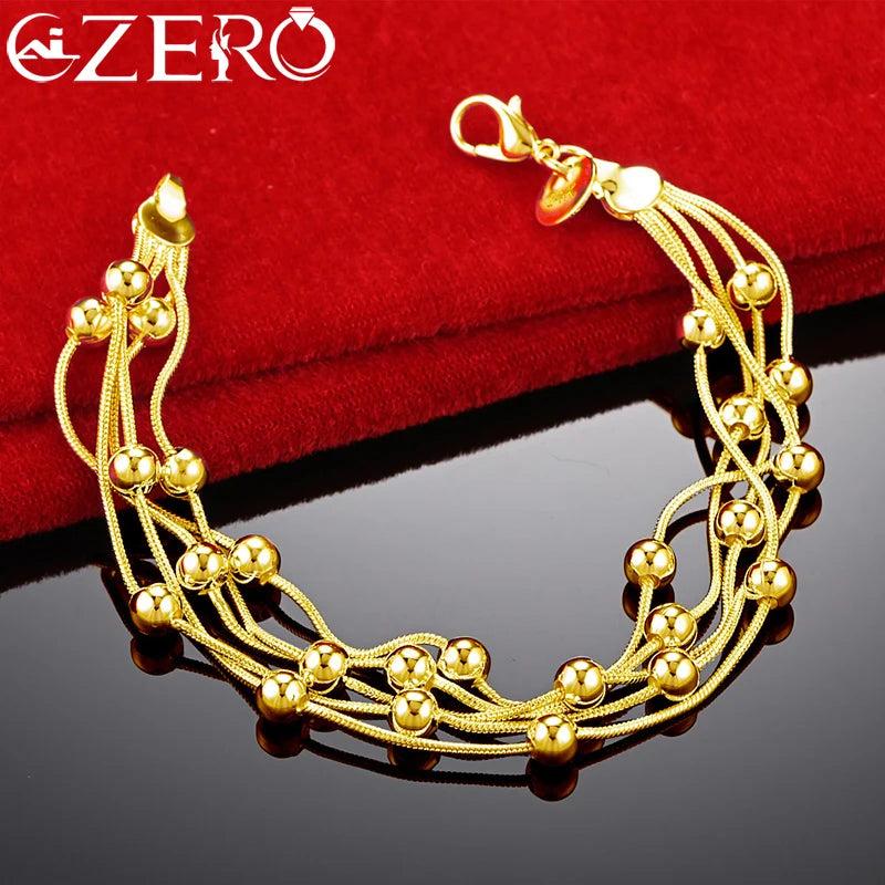 ALIZERO 24K Smooth Beads Bracelet Chain For Woman