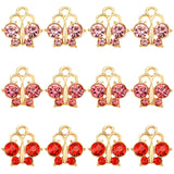 JQ 15Pcs/Set CZ Butterfly Pendant Golden Alloy Necklace Charm Jewelry Making