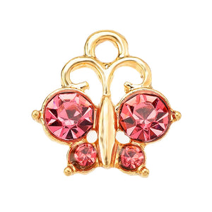 JQ 15Pcs/Set CZ Butterfly Pendant Golden Alloy Necklace Charm Jewelry Making