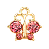 JQ 15Pcs/Set CZ Butterfly Pendant Golden Alloy Necklace Charm Jewelry Making