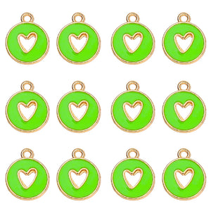 20Pcs Multicolor Enamel Heart Charms for Bracelet Making