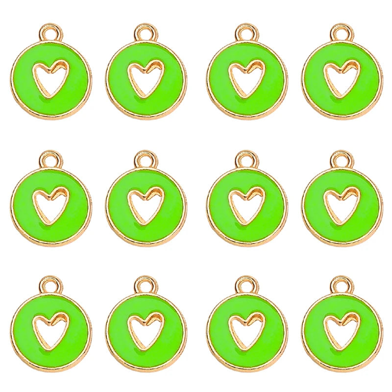 20Pcs Multicolor Enamel Heart Charms for Bracelet Making
