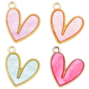 20Pcs Golden Love Heart Charm Pendant for DIY Jewelry Making